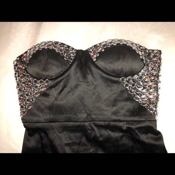 Flirt Catalog Dresses Flirt Catalog Rhinestone Black Strapless
